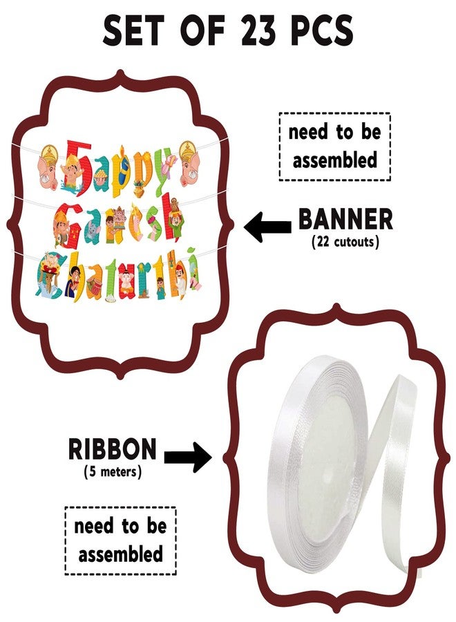 Festiko®Ganesh chaturthi Decoration for Ganesh chaturthi Party Decoration,Ganesh Festival Decorations, Party Supplies 1 Pc Banner - Image 3